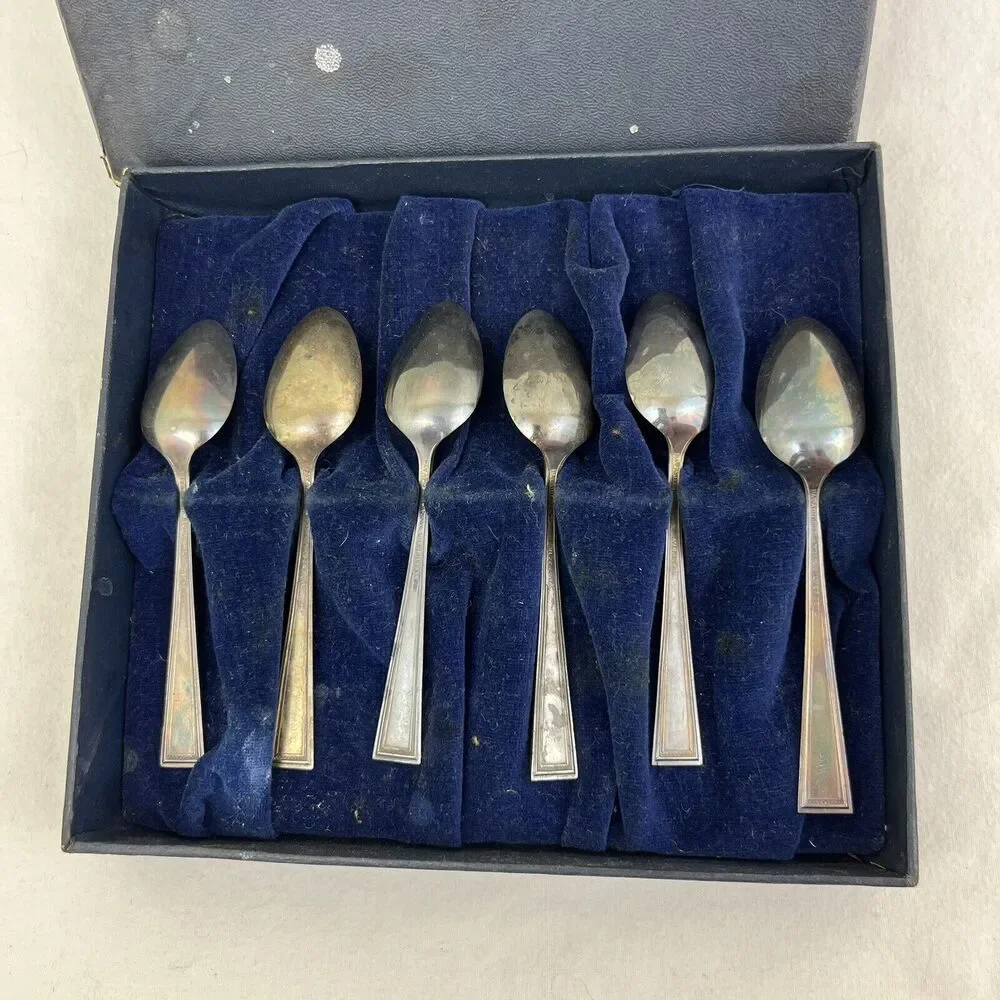 Antique Yourex Silver Seal Spoons Set Of 6